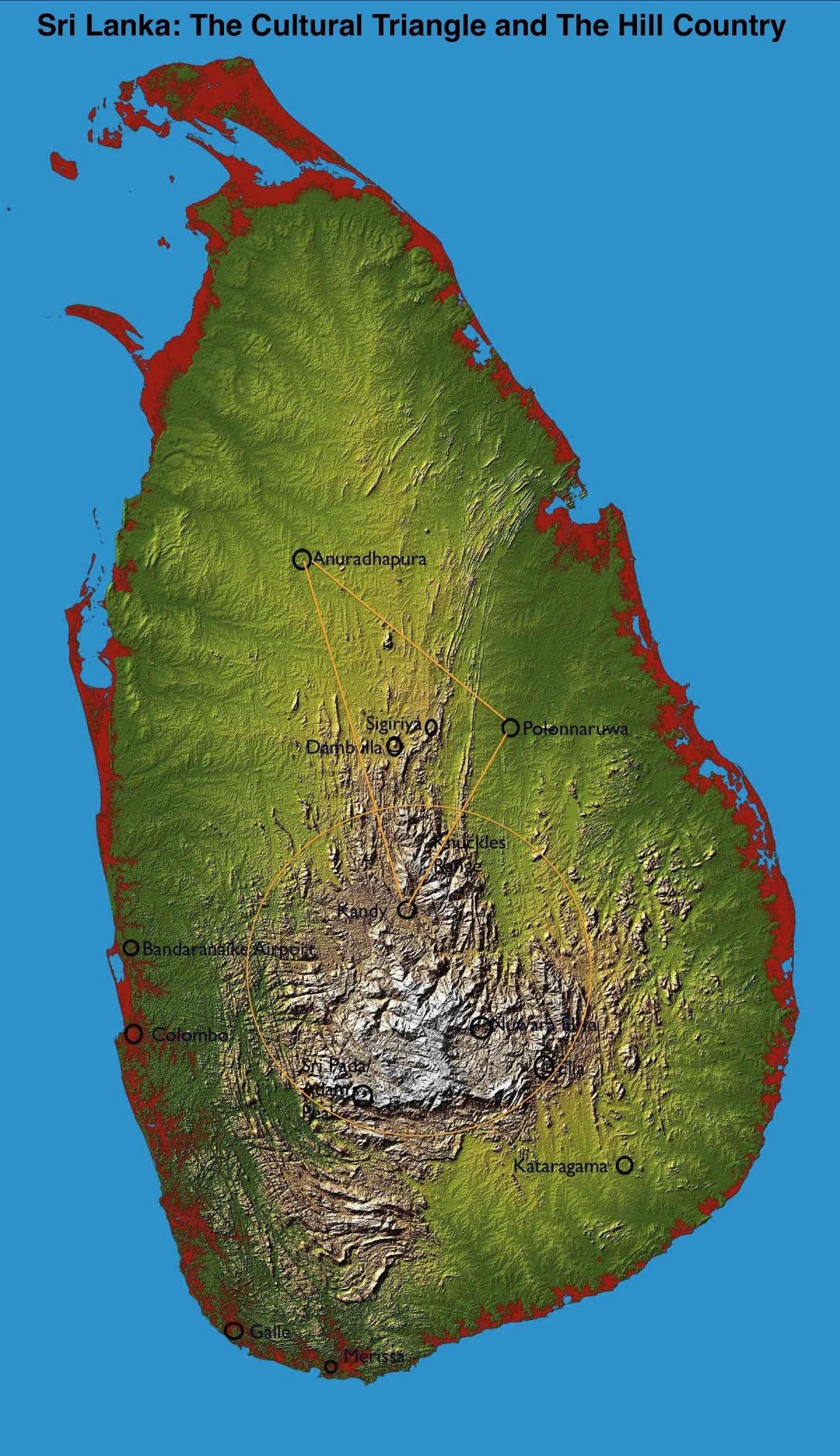 peta dari bukit negara Sri Lanka