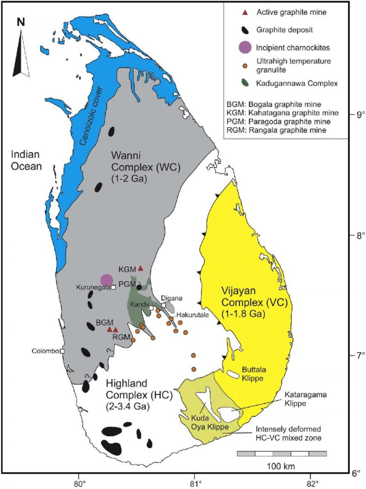 peta dari mineral di Sri Lanka