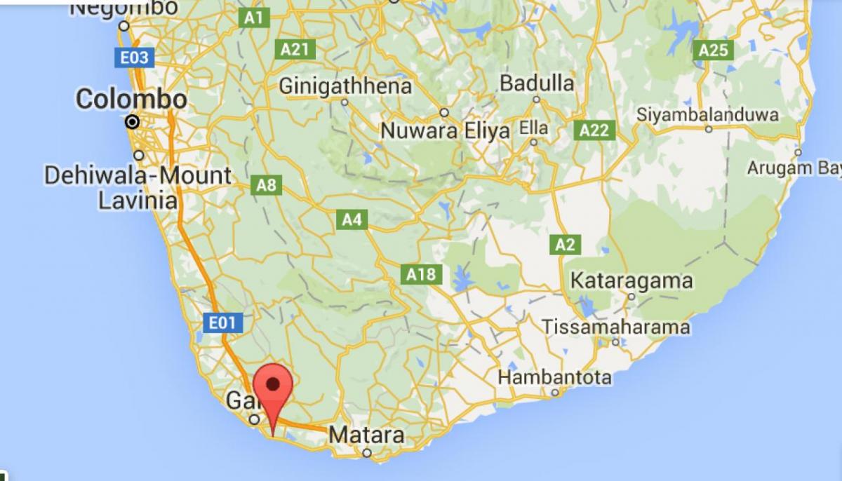  peta dari barat selatan Sri Lanka