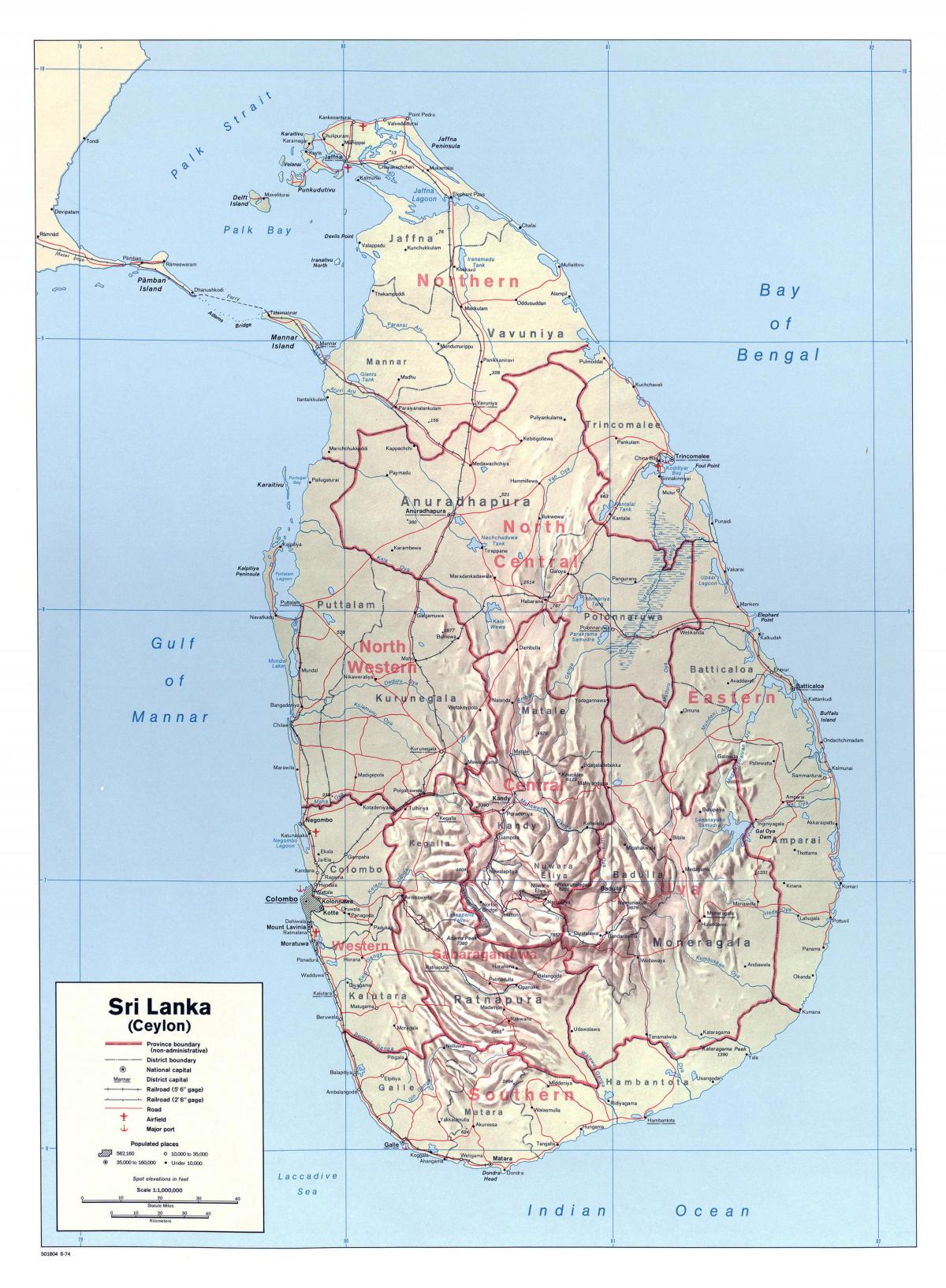 peta dari Sri Lanka dengan kota-kota