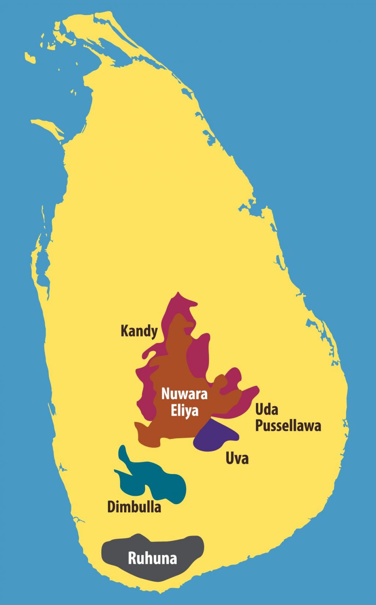 peta dari Sri Lanka perkebunan teh