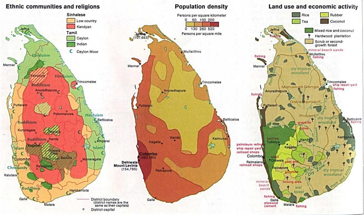 peta dari Sri Lanka pertanian