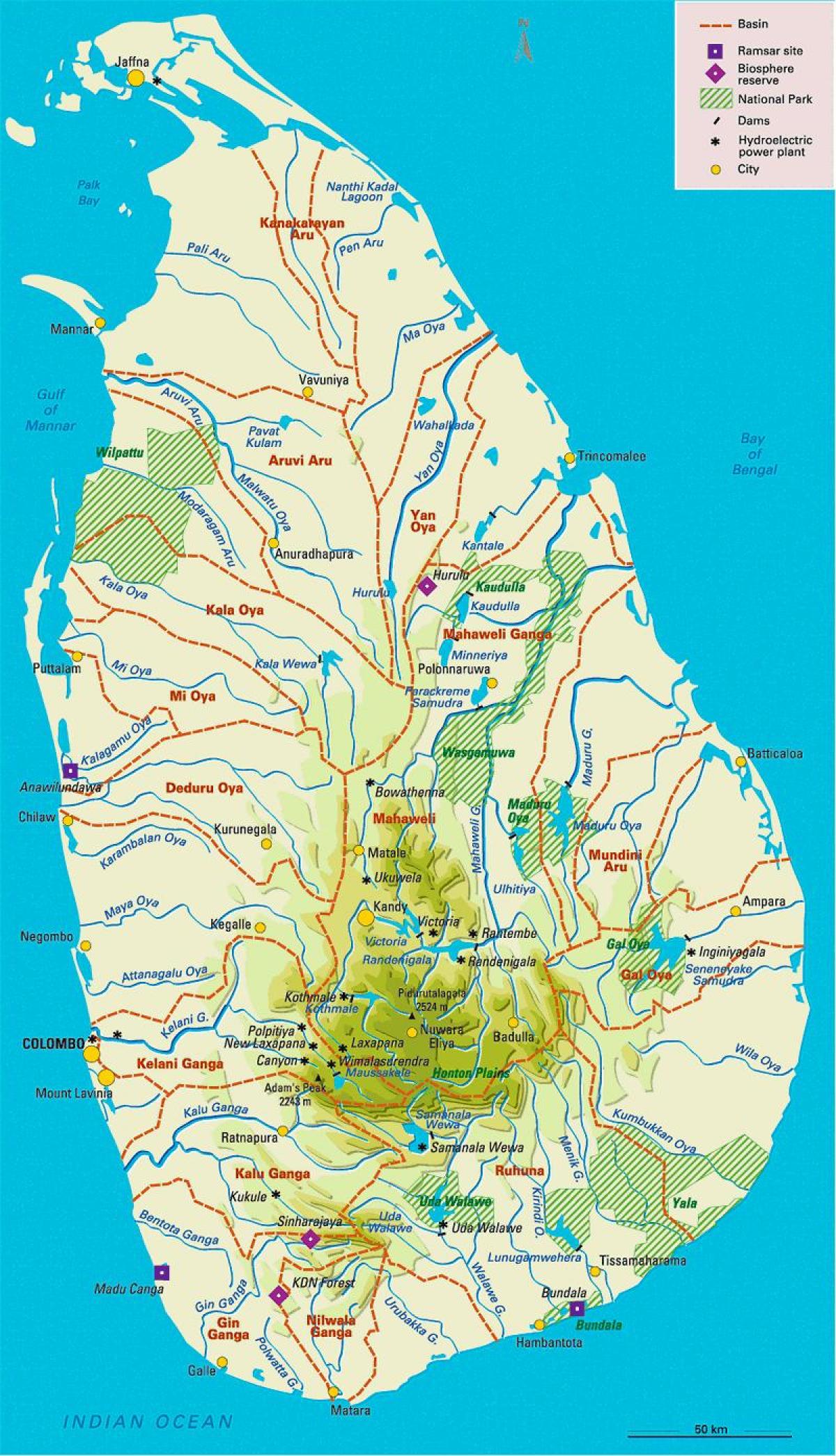 Sri Lanka peta sungai di tamil