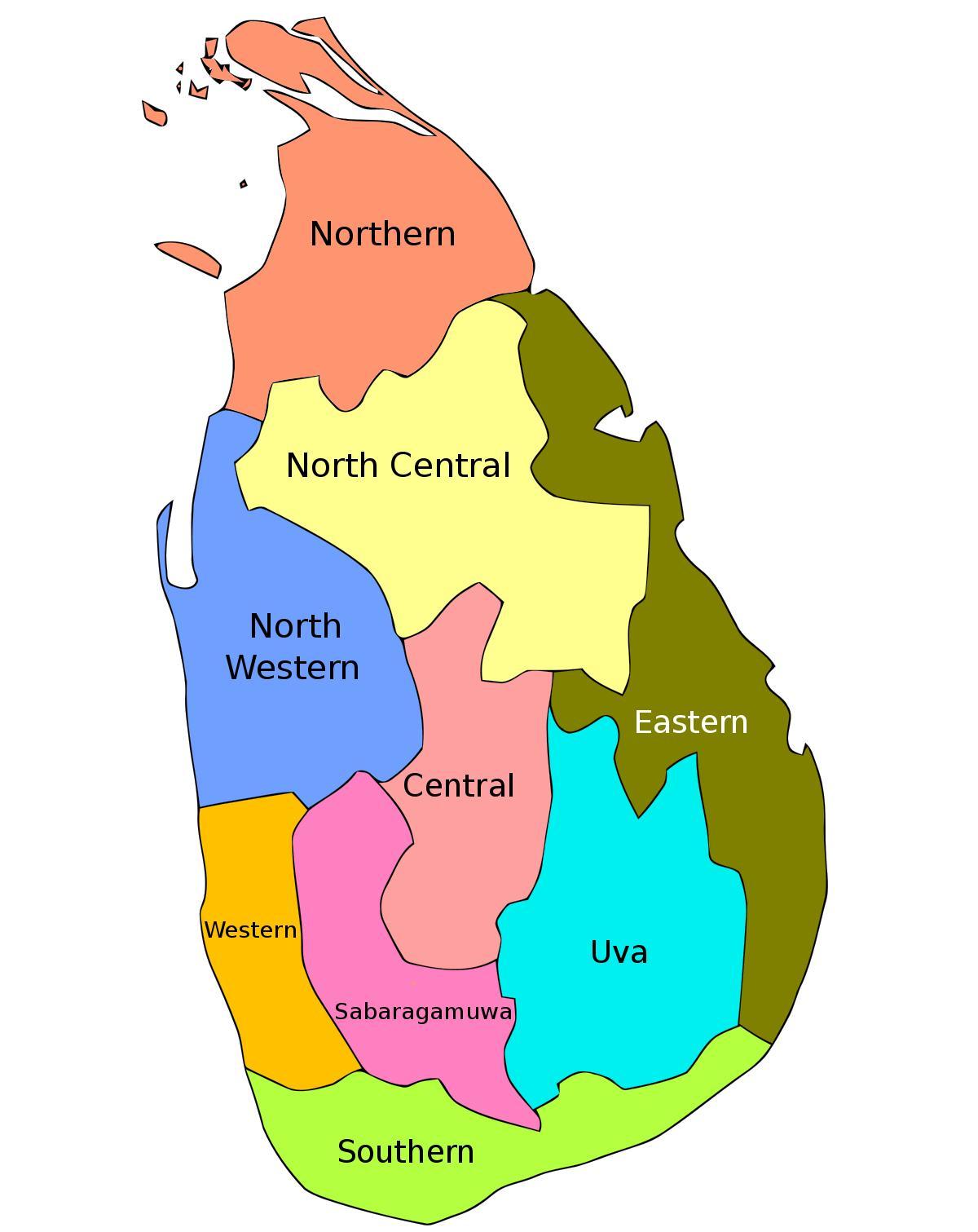 Sri Lanka peta provinsi kabupaten
