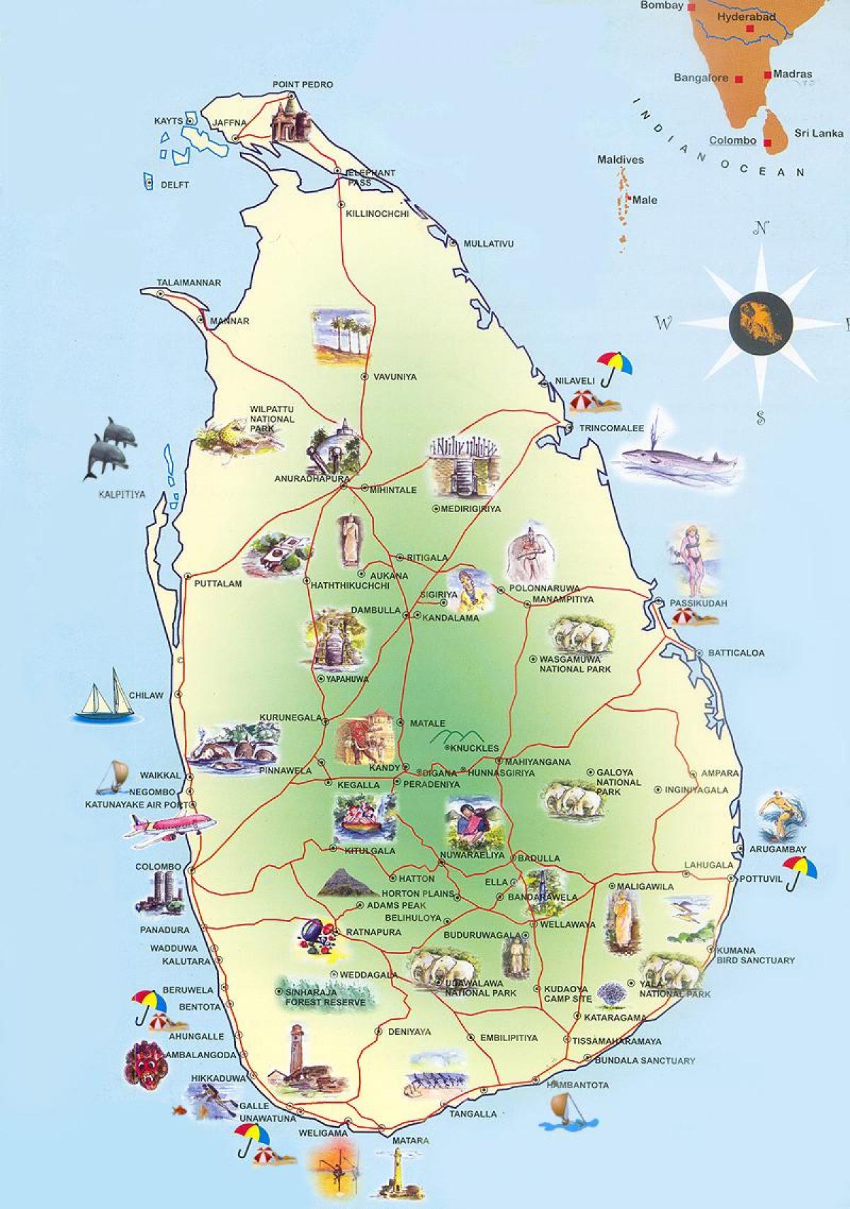 tempat wisata Sri Lanka peta
