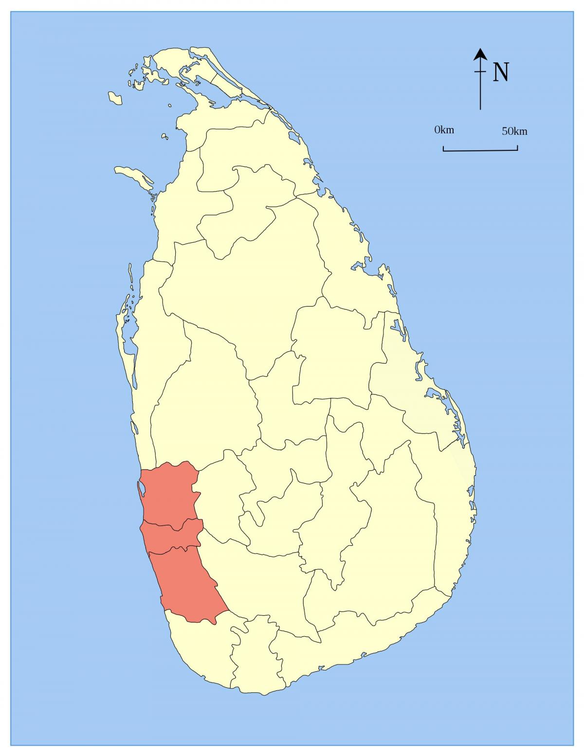 peta dari Sri Lanka, western province