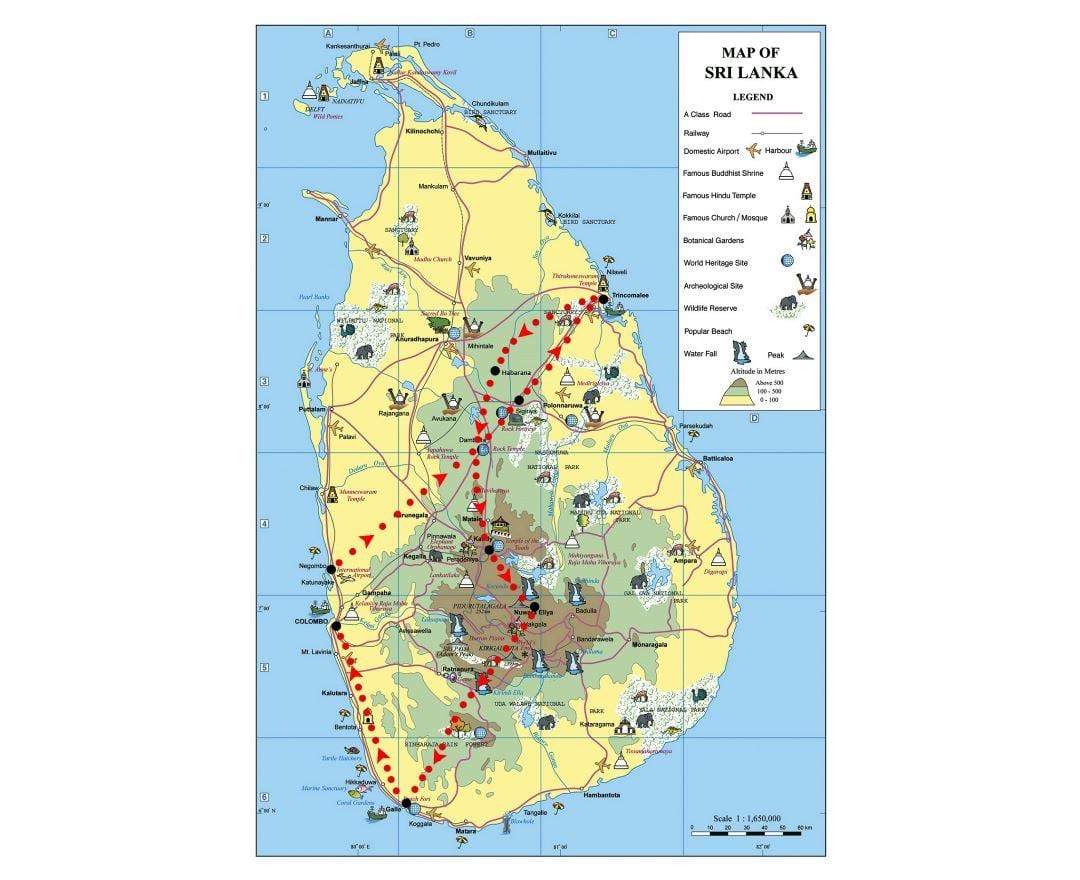 peta simbol-simbol di Sri Lanka