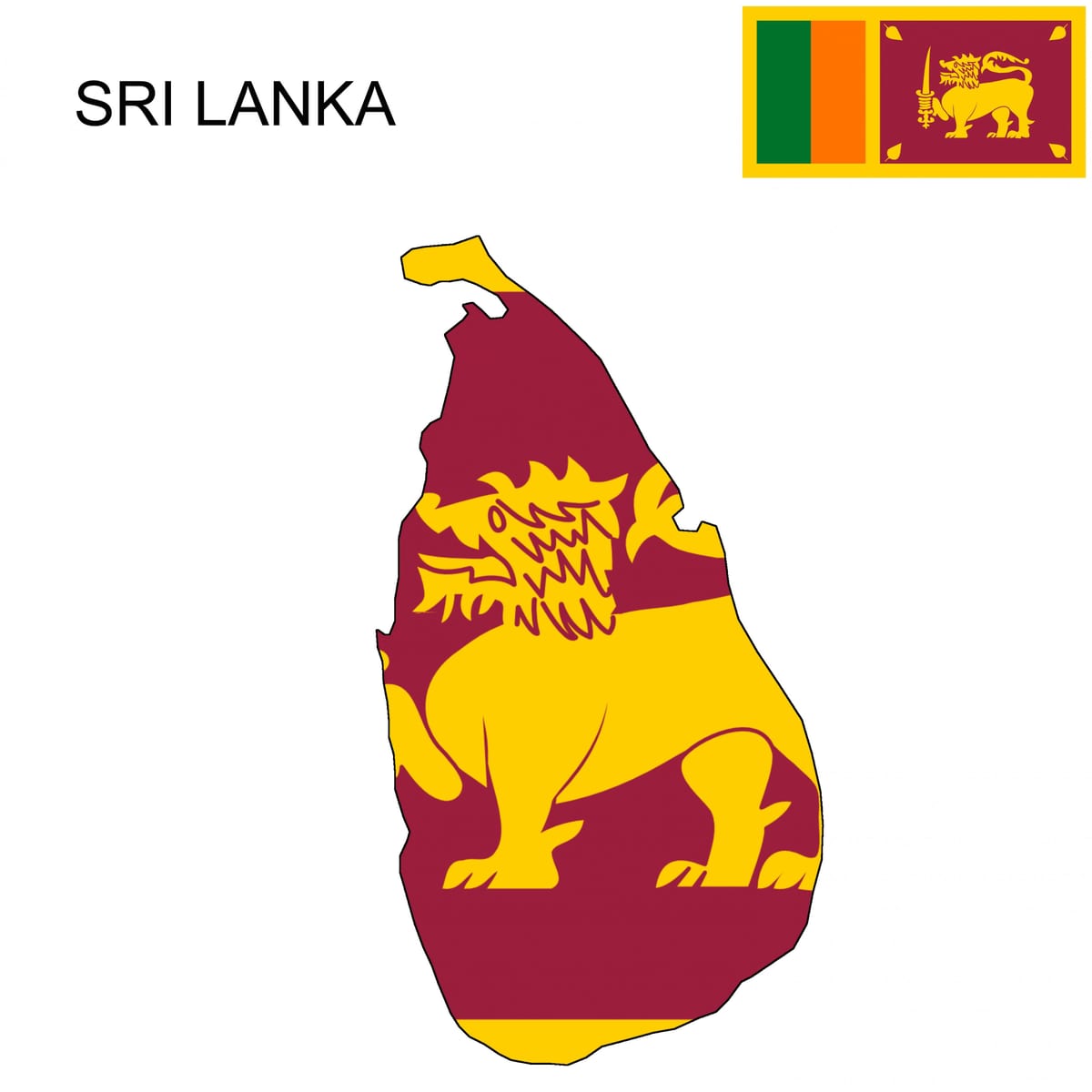 peta dari Sri Lanka bendera