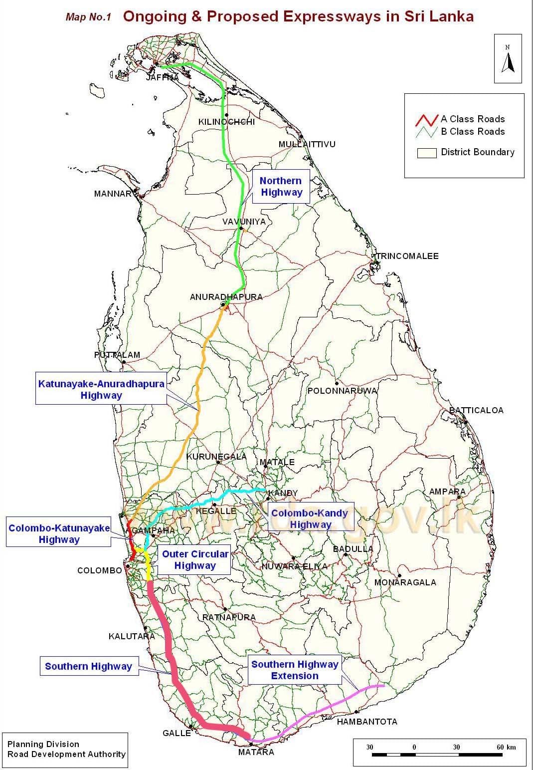 peta dari Sri Lanka tol