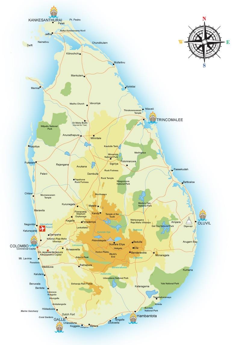 Sri Lanka poin dari bunga peta