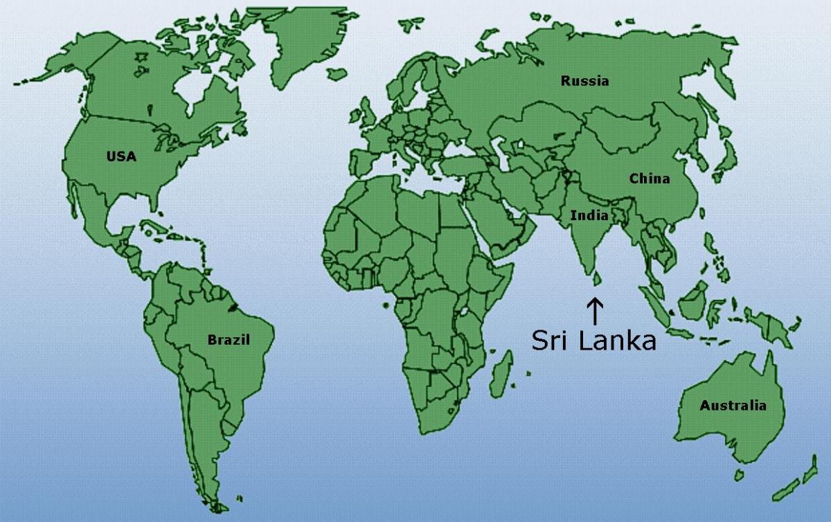 peta dunia yang menunjukkan Sri Lanka