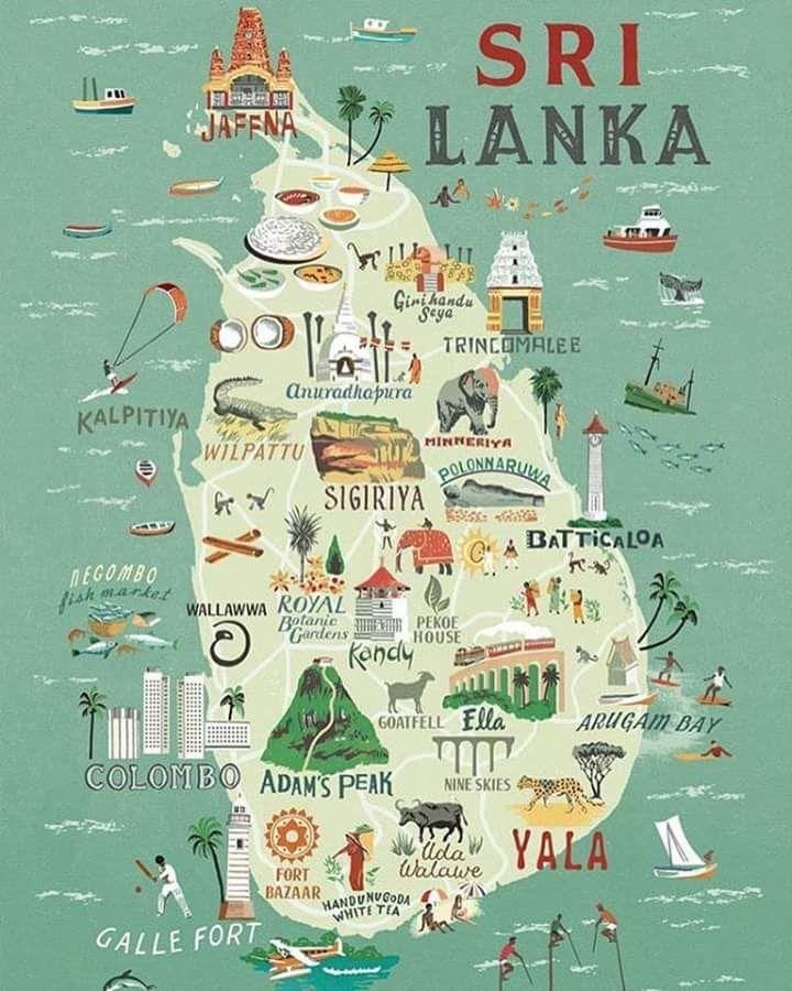 peta dari Sri Lanka peta poster