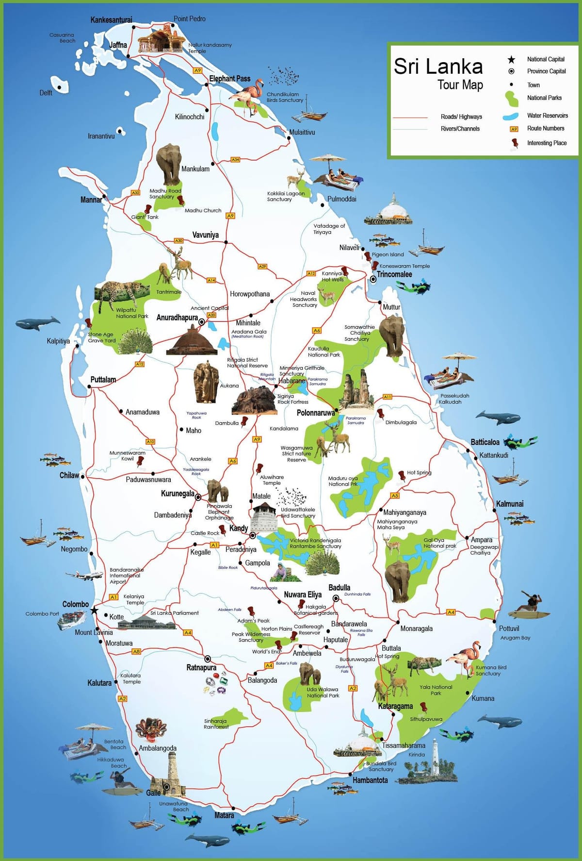 tempat-tempat wisata di Sri Lanka peta