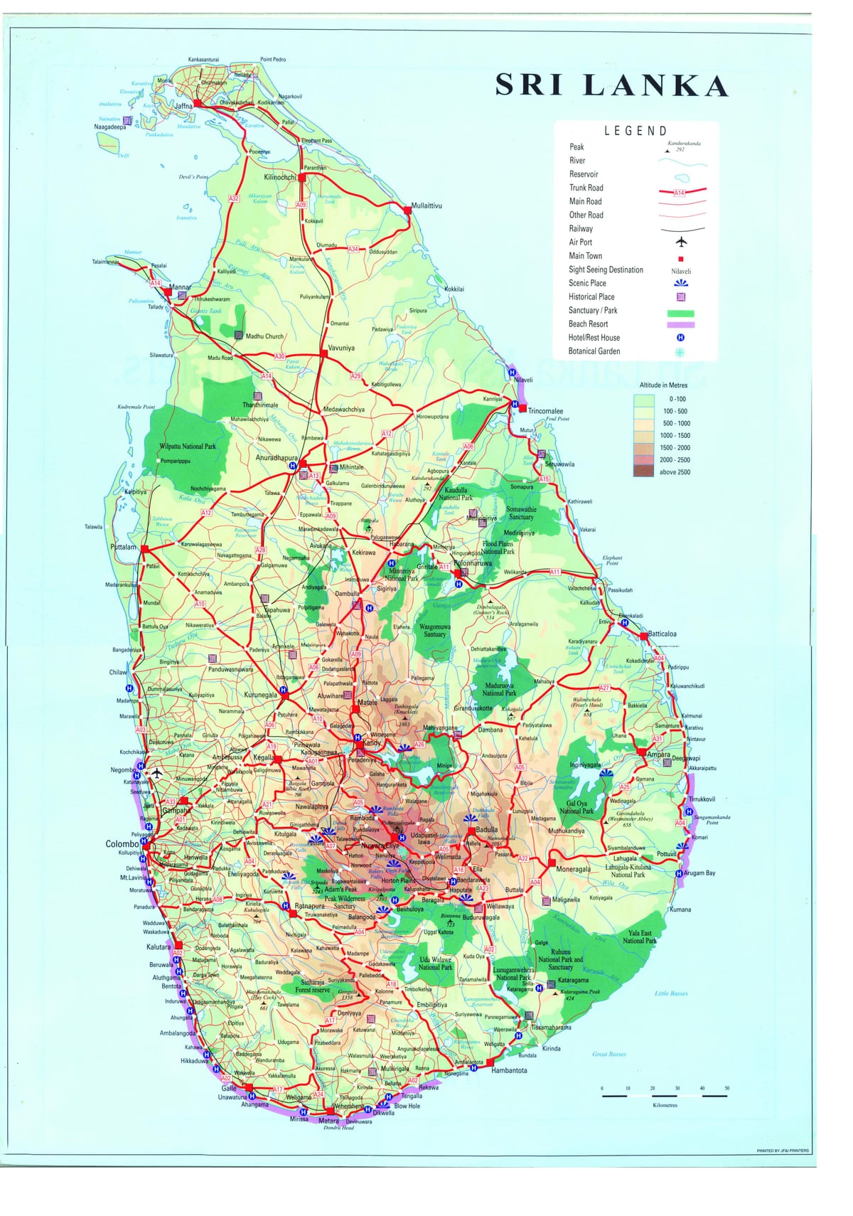 peta dari Sri Lanka transportasi