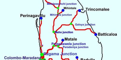 Peta jalur kereta api Sri Lanka