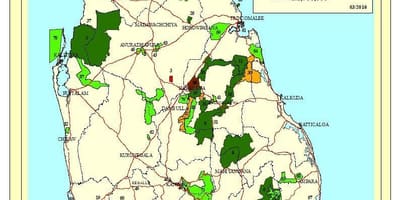 Peta taman nasional di Sri Lanka