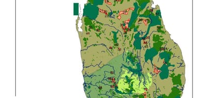 Peta dari Sri Lanka hutan