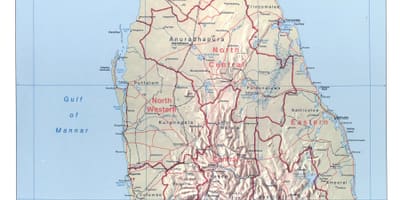 Peta dari Sri Lanka dengan kota-kota