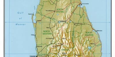 Peta dari Sri Lanka jalan-jalan dengan kilometer