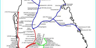 Kereta api rute peta Sri Lanka
