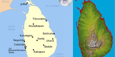 Peta dari Sri Lanka topografi
