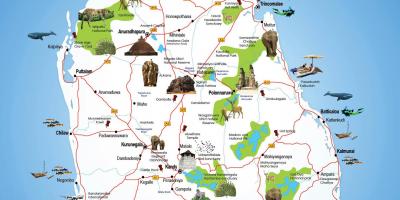 Tempat-tempat wisata di Sri Lanka peta