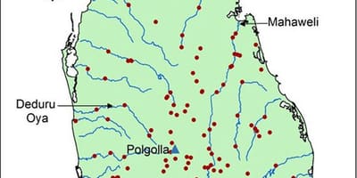 Sri Lanka-sungai utama peta